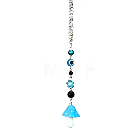 Resin Mushroom with Evil Eye Pendant Decrations MUSH-PW0001-096E-1