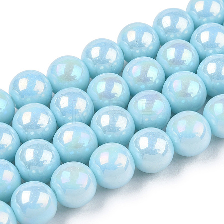 Electroplate Opaque Glass Beads Strands GLAA-T032-P6mm-AB10-1