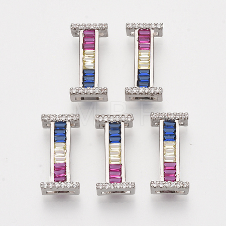 Brass Cubic Zirconia Slide Charms ZIRC-S063-01I-P-1