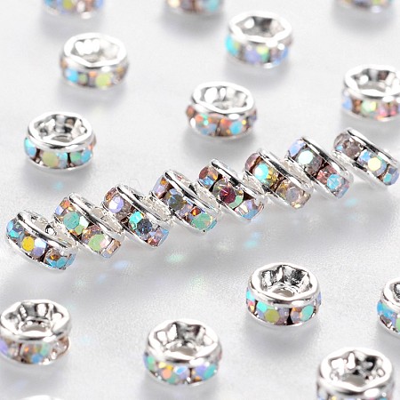 Brass Grade A Rhinestone Spacer Beads RSB037NF-02-1