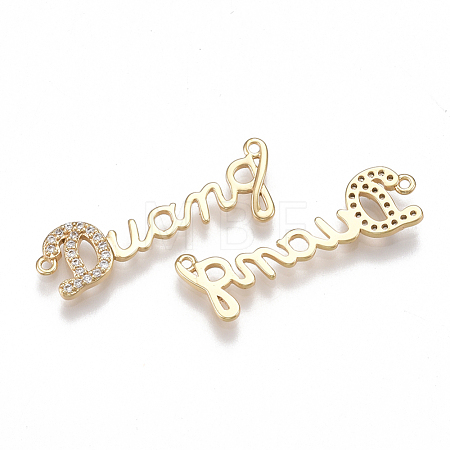 Brass Micro Pave Cubic Zirconia Links KK-T038-44G-1