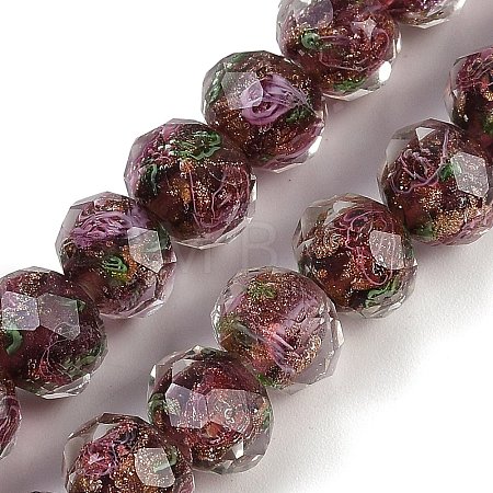 Handmade Gold Sand Lampwork Beads Strands LAMP-R141-10mm-27-1