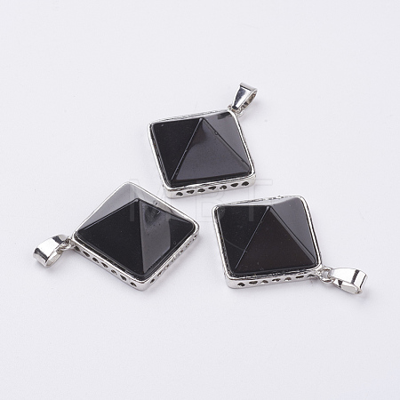 Natural Dyed & Heated Black Agate Pendants G-E442-02R-1