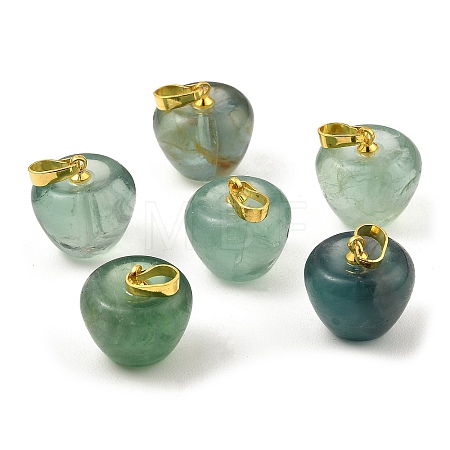 Natural Green Fluorite Teacher Apple Charms G-Z022-02E-G-1