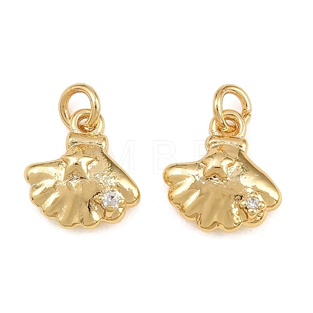 Brass Micro Pave Clear Cubic Zirconia Charms KK-Q085-02A-G-1