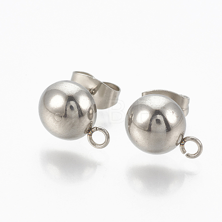 Non-Tarnish 201 Stainless Steel Stud Earring Findings STAS-Q225-16A-8mm-1