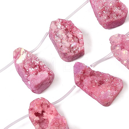 Electroplated Natural Druzy Agate Beads Strands G-N0259-04-1