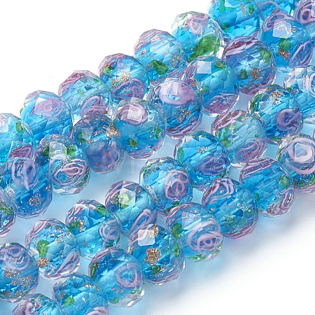 Handmade Gold Sand Lampwork Beads Strands LAMP-R141-12mm-04-1