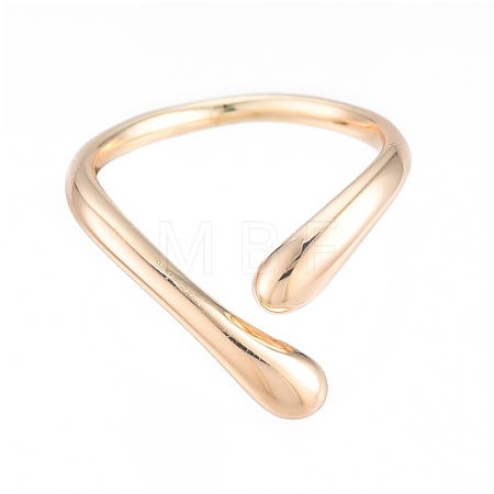 Brass Teardrop Open Cuff Ring for Women RJEW-T001-90G-1