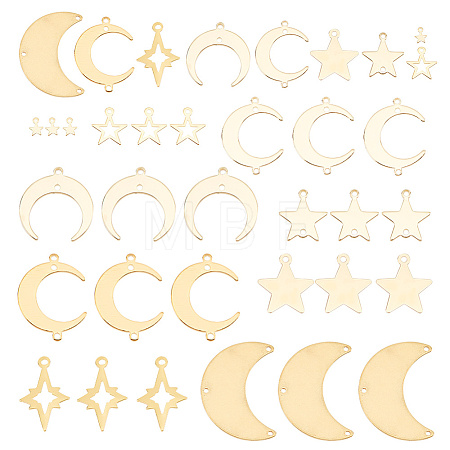 36pcs 9 styles Brass Connector Charms and Pendants Sets KK-AR0003-15-1