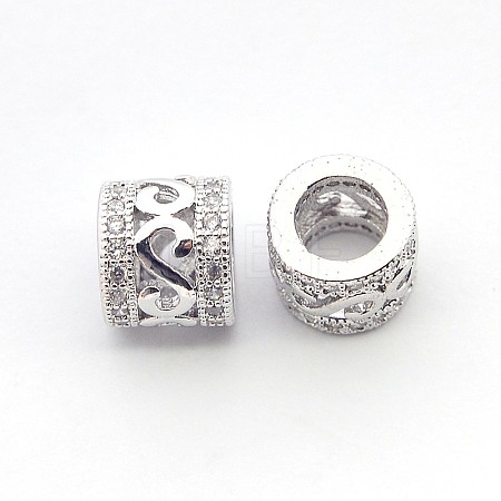 New Items Brass Micro Pave Cubic Zirconia European Beads ZIRC-L007-04P-1