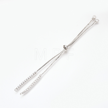 Adjustable Brass Micro Pave Cubic Zirconia Chain Bracelet Making ZIRC-T004-39P-1
