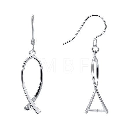 Anti-Tarnish Rhodium Plated 925 Sterling Silver Earring Findings STER-F048-38P-1