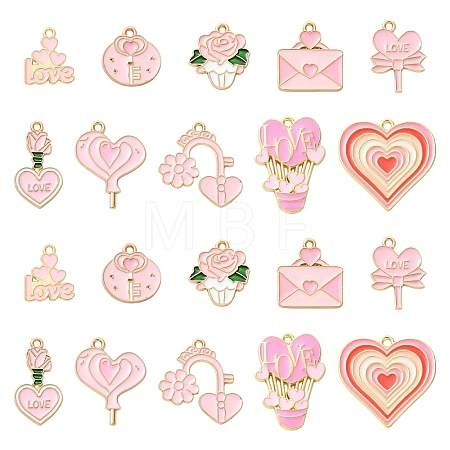 40Pcs 10 Styles Valentine's Day Theme Alloy Enamel Pendants ENAM-YW0008-63A-1
