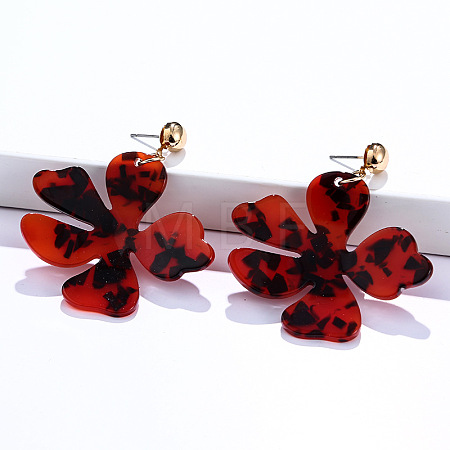 Alloy & Acrylic Dangle Stud Earrings FS-WG0D14E-07-1