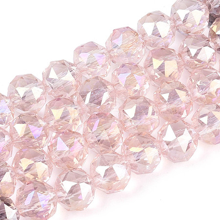 AB Color Plated Transparent Glass Round Beads Strands EGLA-T029-8mm-12T-13-1