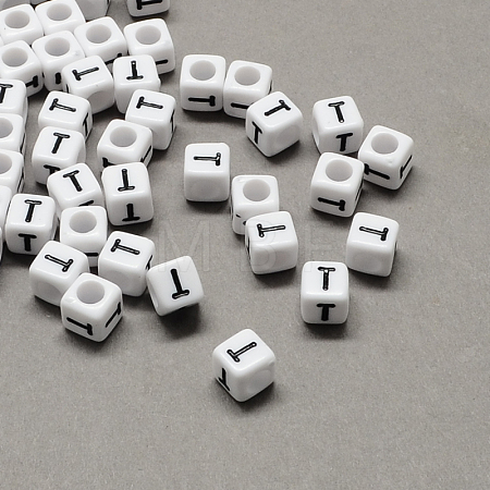 Large Hole Acrylic Letter European Beads SACR-Q103-6mm-01T-1