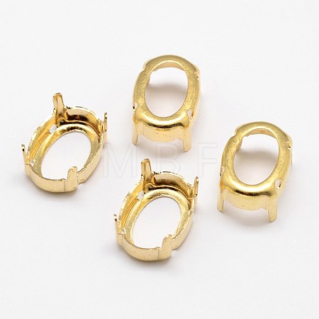Oval Brass Sew on Prong Settings KK-N0084-A10-10x14G-1