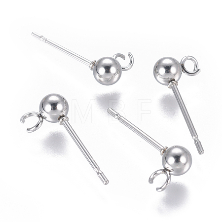 Non-Tarnish 304 Stainless Steel Ear Stud Components STAS-F227-18B-P-1