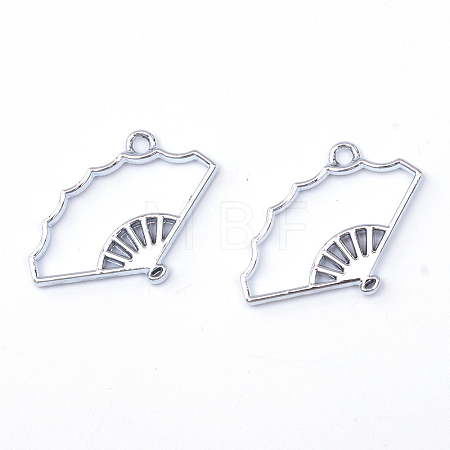 Rack Plating Alloy Fan Open Back Bezel Pendants X-PALLOY-S047-20D-FF-1