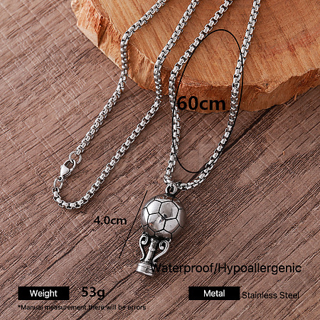 304 Stainless Steel Sports Pendant Necklaces for Men DC6547-4-1