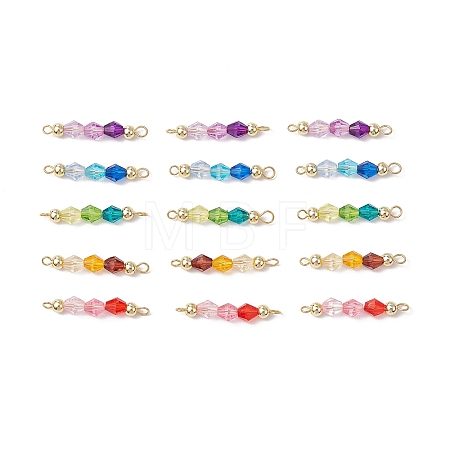 15Pcs 5 Colors Acrylic Bicone Beaded Connector Charms PALLOY-JF03476-1