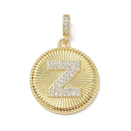 Brass Micro Pave Clear Cubic Zirconia Pendants KK-L253-17G-Z-1