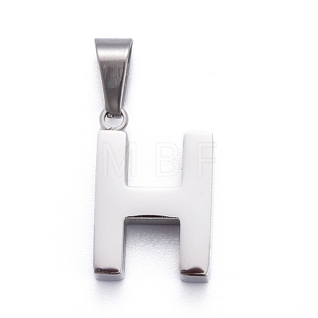 Non-Tarnish 304 Stainless Steel Letter Pendants STAS-H127-H-P-1