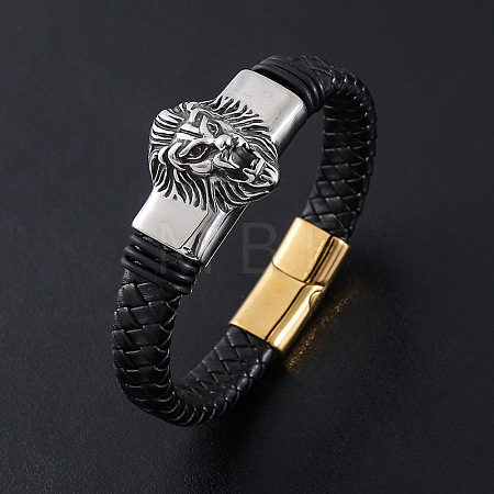 Punk Braided PU Leather Cord Bracelets GT3002-2-1