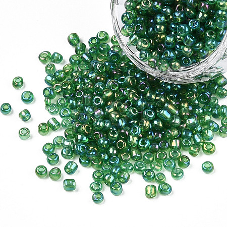 Round Transparent Colors Rainbow Glass Seed Beads X-SEED-A007-3mm-167-1
