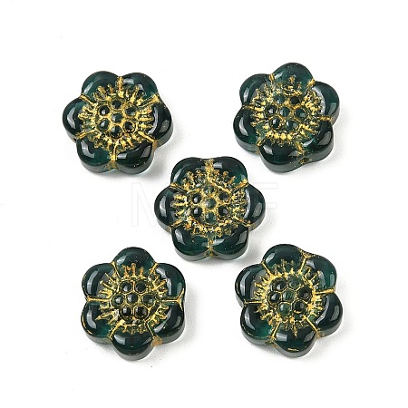 Baking Paint and Golden Metal Enlaced Glass Beads DGLA-T004-10E-1