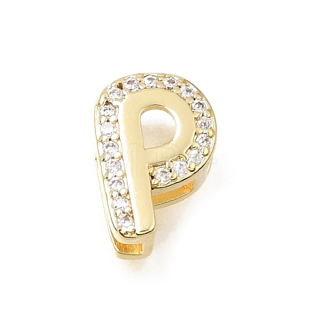 Brass Micro Pave Clear Cubic Zirconia Initial Spacer Bars KK-E802-34G-P-1