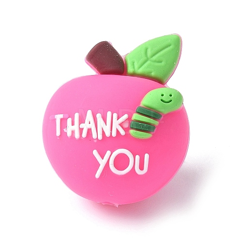 Cartoon Double Sided Apple with Word Thank you Silicone Beads SIL-V001-09C-1