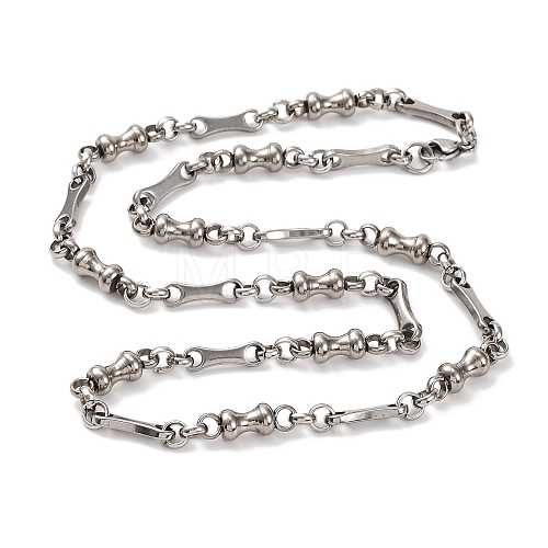 201 Stainless Steel Bone Link Chain Necklace NJEW-F222-22P-1