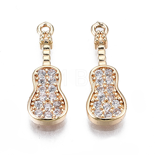 Brass Micro Pave Clear Cubic Zirconia Pendants X-KK-S359-113-RS-1