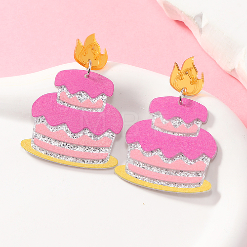 Cartoon Acrylic Cake Dangle Stud Earrings GV7374-5-1