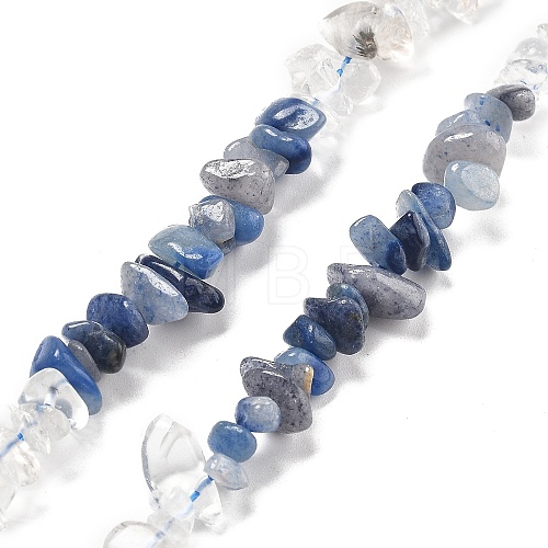 Natural Quartz Crystal & Blue Aventurine(Dyed & Heated) Beads Strands G-L610-A28-01-1