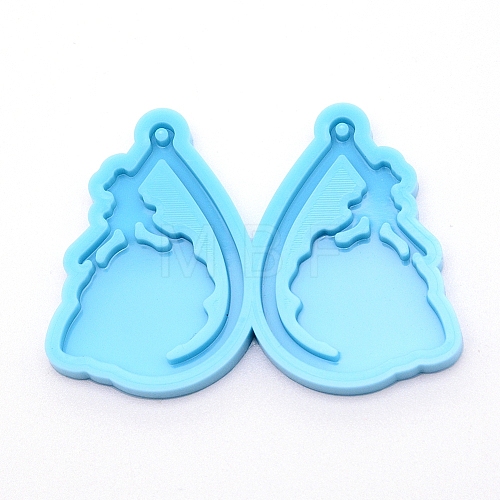 Teardrop with Lady Silicone Statue Pendant Molds DIY-WH0175-55-1