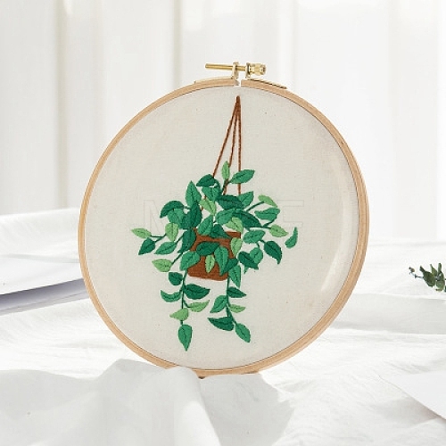 Plant Pattern DIY Embroidery Beginner Kit DIY-P077-022-1