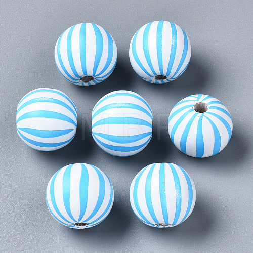 Painted Natural Wood European Beads WOOD-S057-043A-1