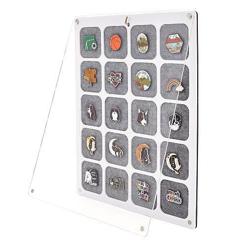 20 Grids Rectangle Felt Wall Mounted Brooch Organizer Display Stands ODIS-WH0038-97-1