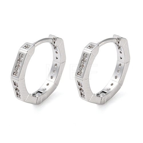 Brass Micro Pave Clear Cubic Zirconia Hoop Earrings EJEW-S234-02P-1