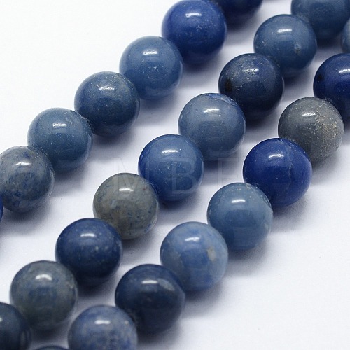 Dyed & Heated Natural Blue Aventurine Beads Strands G-I199-24-10mm-1