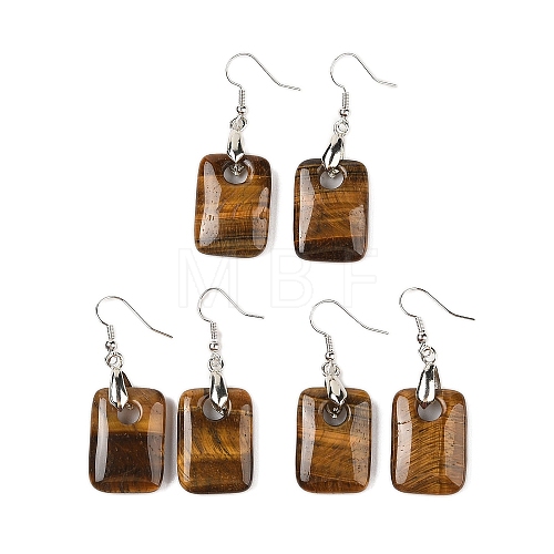 Natutal Tiger Eye Dangle Earrings EJEW-F343-E08-1