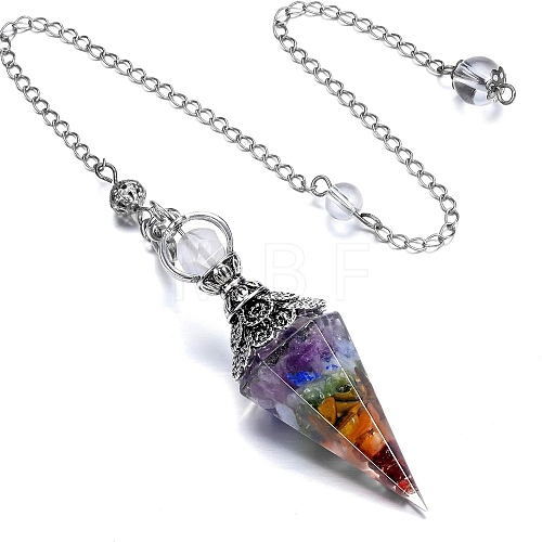 Gemstone & Resin Hexagonal Pointed Dowsing Pendulums PW-WG7D05E-05-1