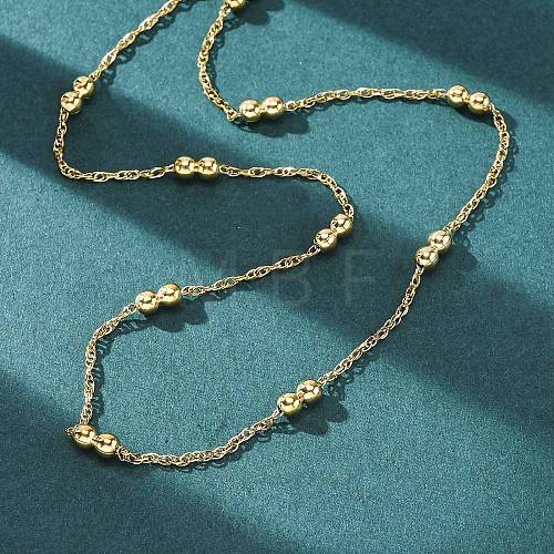 304 Stainless Steel Double Round Rope Chain Necklaces NJEW-C073-06G-1