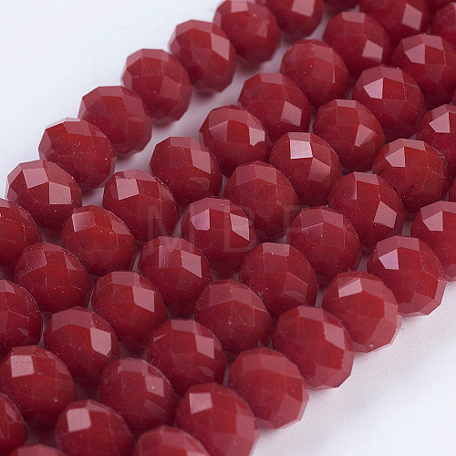 Opaque Solid Color Crystal Glass Rondelle Beads Strands EGLA-F047A-10-1