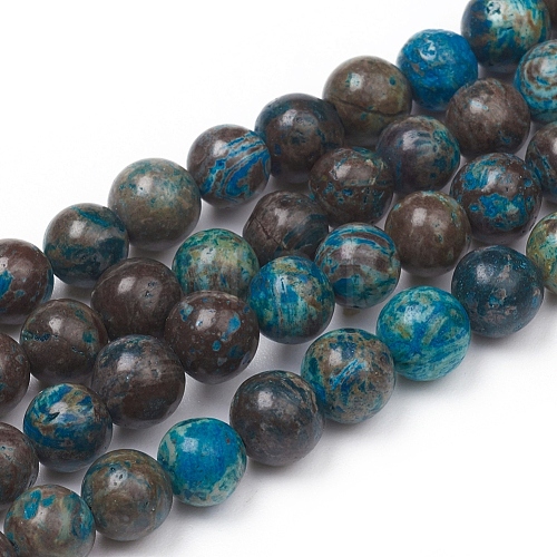 Natural Blue Malachite Beads Strands G-G829-02-6mm-1
