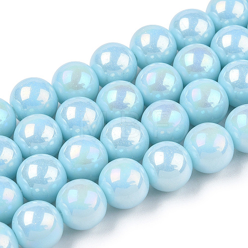 Electroplate Opaque Glass Beads Strands GLAA-T032-P6mm-AB10-1