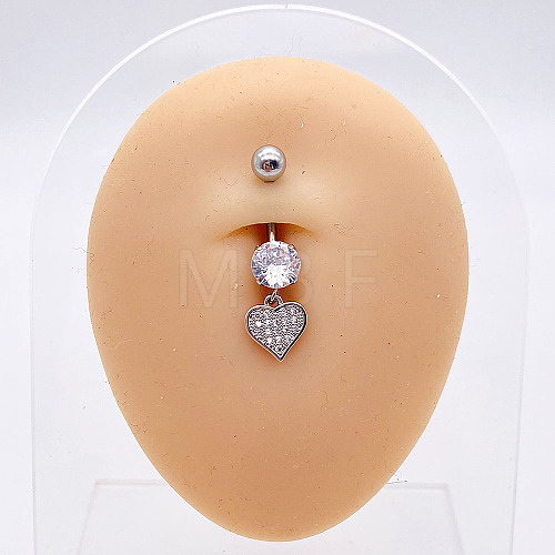 304 Stainless Steel Micro Pave Cubic Zirconia Belly Rings WGADED5-35-1